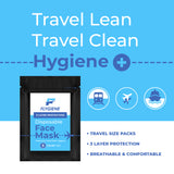 Travel Face Mask | Disposable | 25 Count (5 Packs of 5) | Black