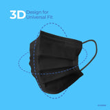 Travel Face Mask | Disposable | 10 Count (2 Packs of 5) | Black