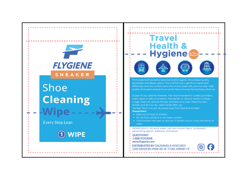 FLYGiene Sneaker Cleaning Wipes – Pack of 10 Individually Wrapped Shoe Wipes for Quick & Easy Stain Removal