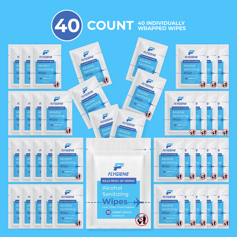 Flygiene Travel Sanitizing Wipes 40 count