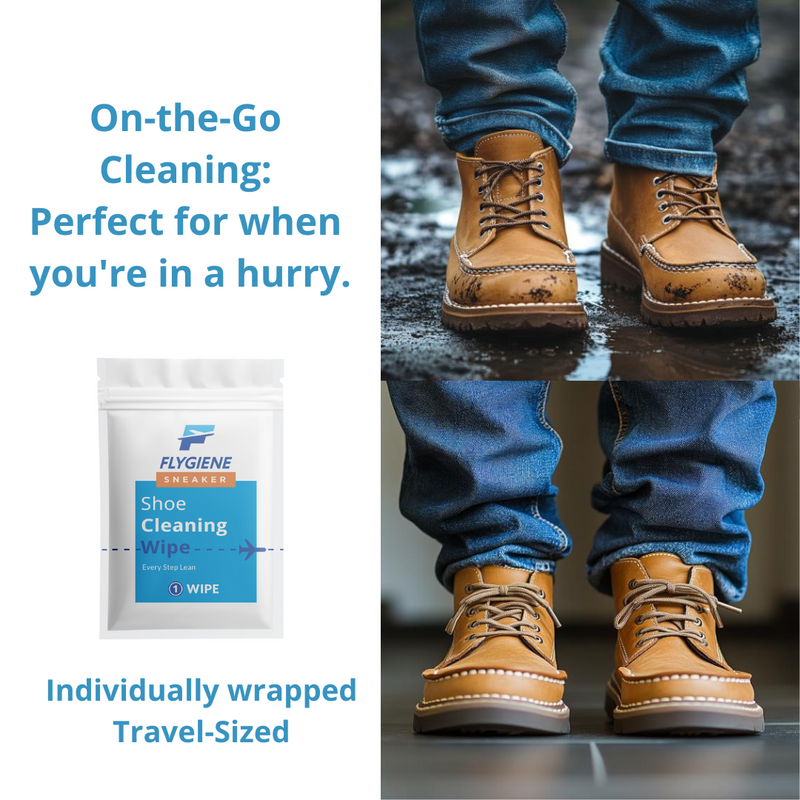 FLYGiene Sneaker Cleaning Wipes – Pack of 10 Individually Wrapped Shoe Wipes for Quick & Easy Stain Removal