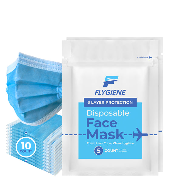 Travel Size Disposable Face Mask | 10 Count (2 Packs of 5)