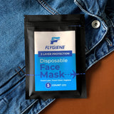 Travel Face Mask | Disposable | 25 Count (5 Packs of 5) | Black
